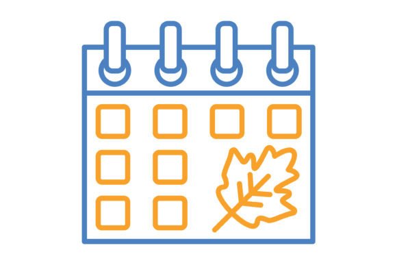 Autumn Calendar Blue & Orange Line Icon: A Versatile Asset