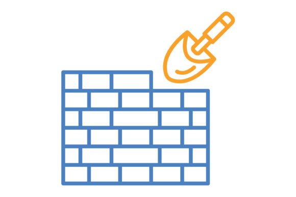 Brickwall Blue & Orange Line Icon: A Modern Design Asset
