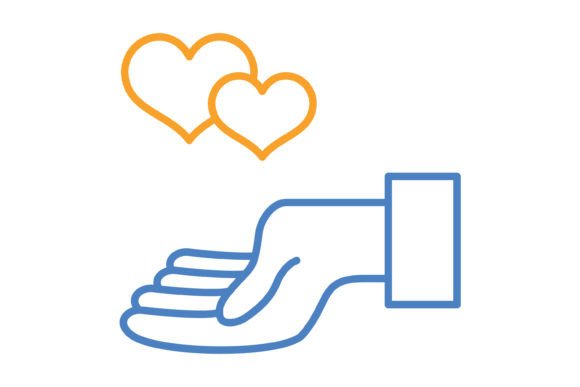 Crafting Visual Connection: Using the Give Love Blue & Orange Line Icon