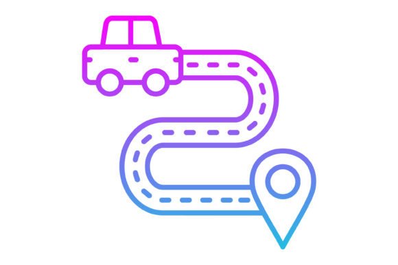 Driving Route Line Gradient Icon: A Modern Asset for Digital and Print