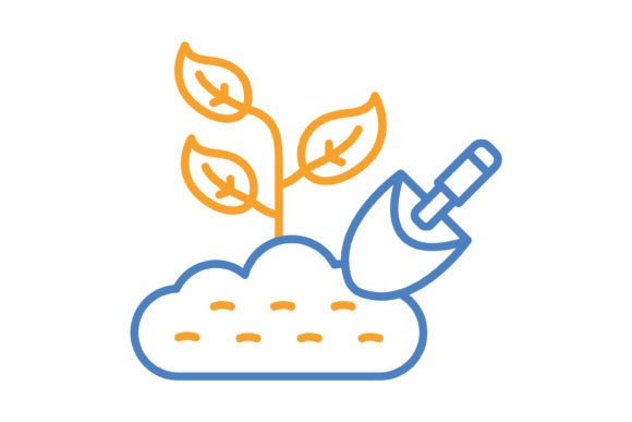 Elevate Your Projects with Planting Blue & Orange Line Icon