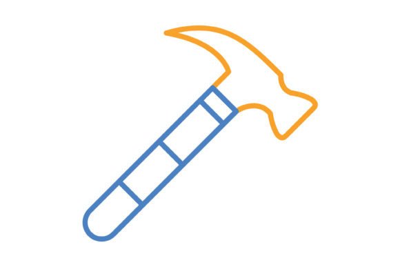 Essential Hammer Blue & Orange Line Icon for Your Design Toolkit
