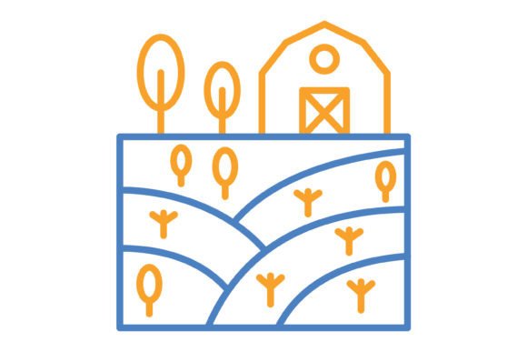 Farm Blue & Orange Line Icon: A Practical Design Asset