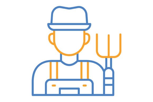 Farmer Blue & Orange Line Icon: A Designer's Go-To Asset