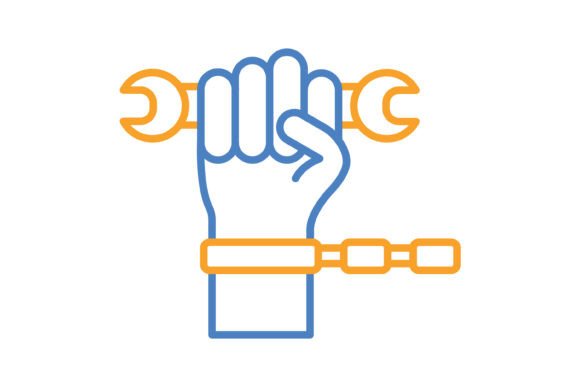 Forced Labour Blue & Orange Line Icon: Versatile Design Asset