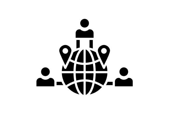 Global Network Glyph Icon: Connecting Your Digital and Print Projects