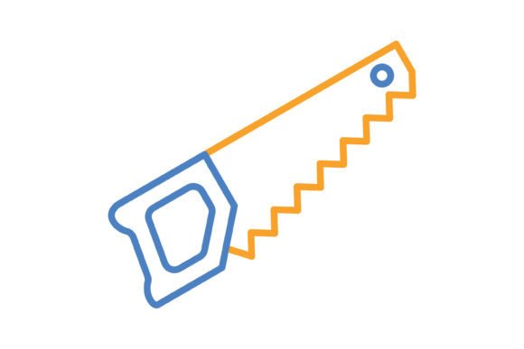 Handsaw Blue & Orange Line Icon: A Versatile Design Asset