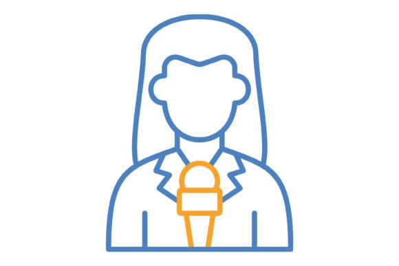 Journalist Blue & Orange Line Icon: A Modern Design Essential