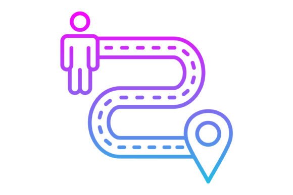 Location Distance Line Gradient Icon: A Modern Design Asset