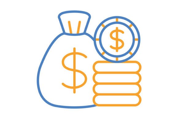 Money Bag Blue & Orange Line Icon: A Practical Asset for Modern Design