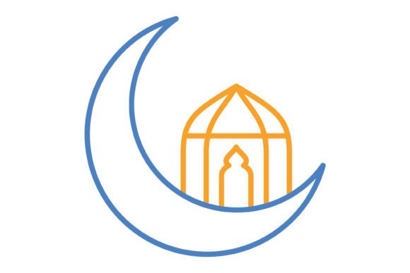 Moon Blue & Orange Line Icon: A Fresh Take on Celestial Design