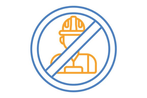 No Child Labor Blue & Orange Line Icon: A Complete Design Asset