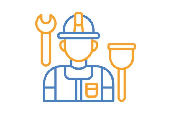 Plumber Blue & Orange Line Icon: A Versatile Design Asset