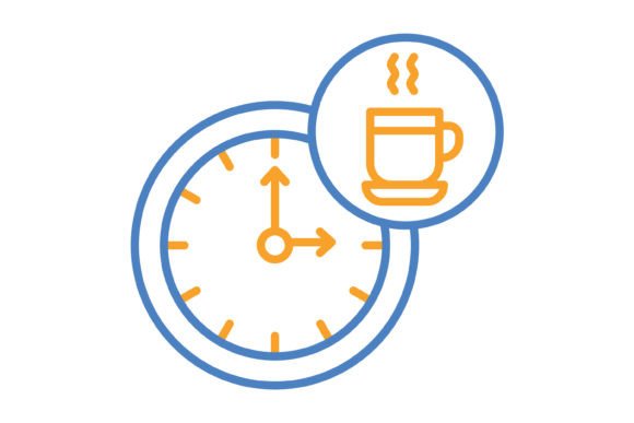 Tea Time Blue & Orange Line Icon: A Practical Design Asset