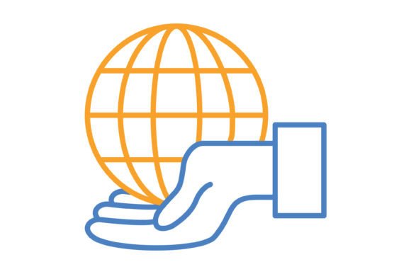 The Globe Blue & Orange Line Icon: A Designer's Versatile Asset