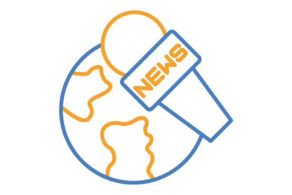Worldwide News Blue & Orange Line Icon: Your Go-To Visual Asset